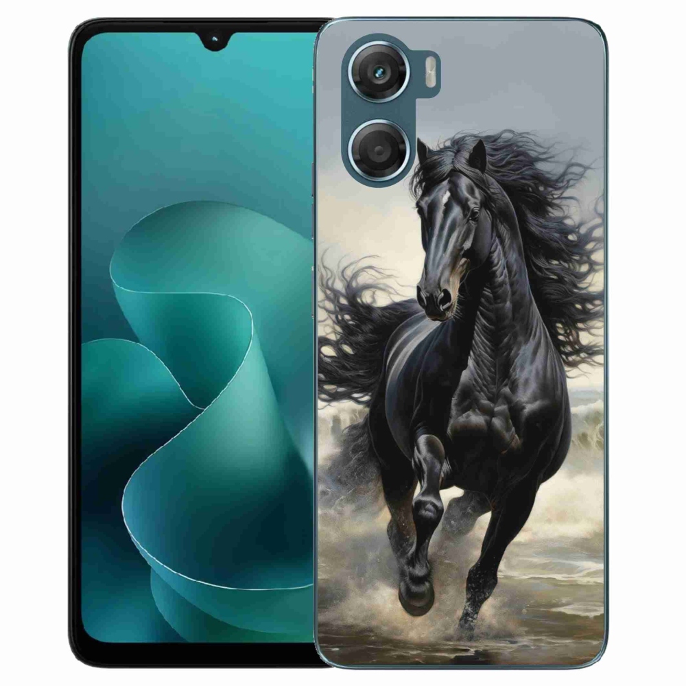 Gelový kryt mmCase na Motorola G06/G06 Power - běžící černý kůň