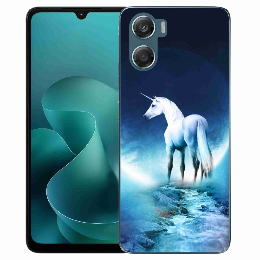 Gelový kryt mmCase na Motorola G06/G06 Power - bílý jednorožec