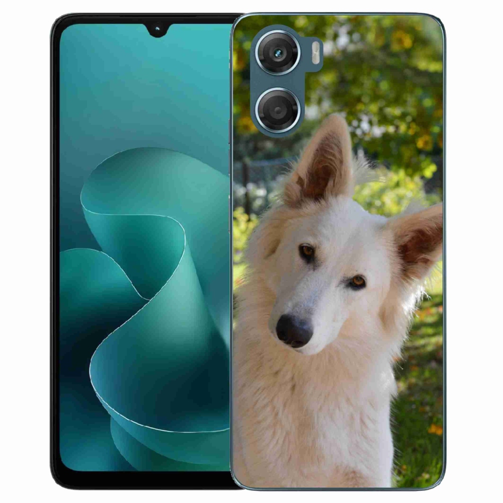 Gelový kryt mmCase na Motorola G06/G06 Power - bílý švýcarský ovčák 1