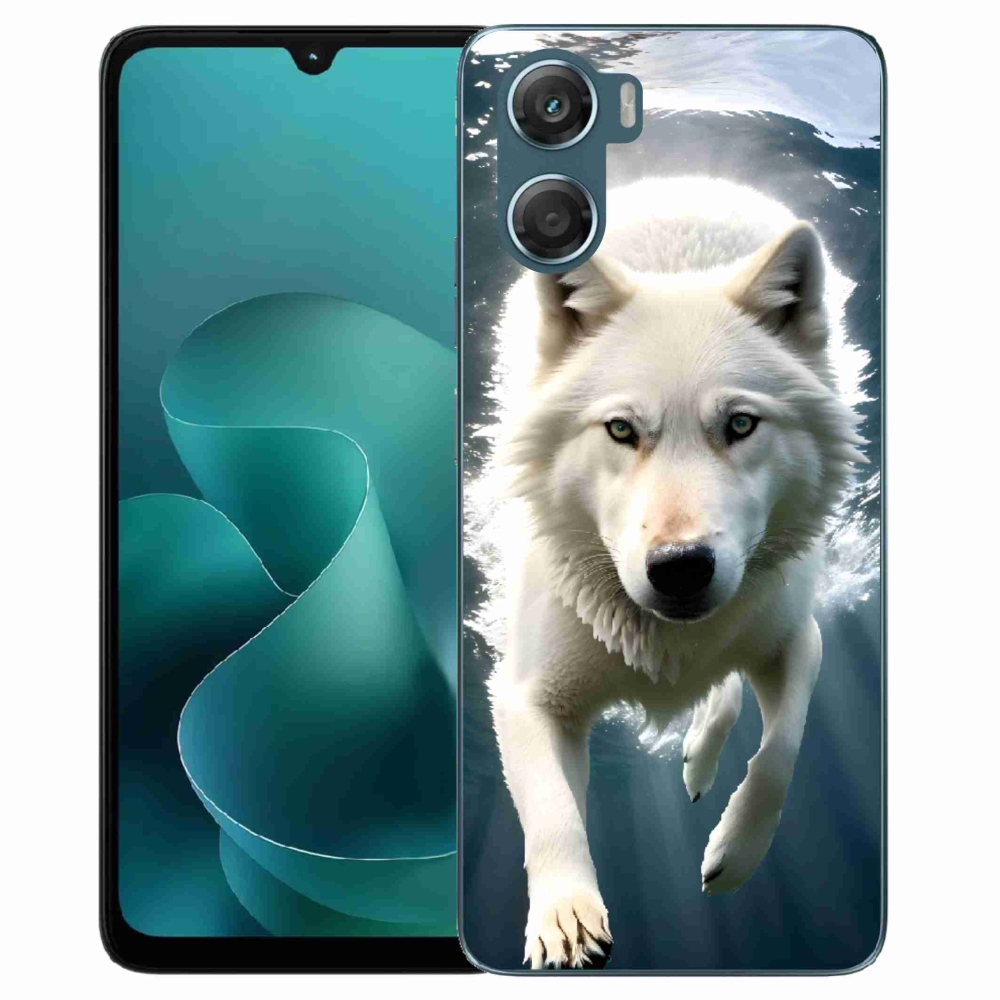 Gelový kryt mmCase na Motorola G06/G06 Power - bílý vlk