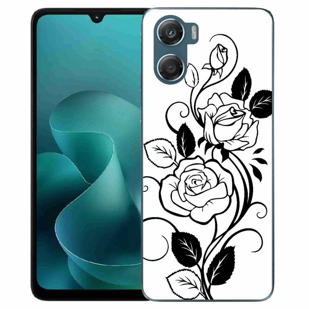Gelový kryt mmCase na Motorola G06/G06 Power - černobílá růže