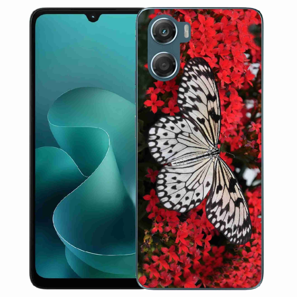 Gelový kryt mmCase na Motorola G06/G06 Power - černobílý motýl 1