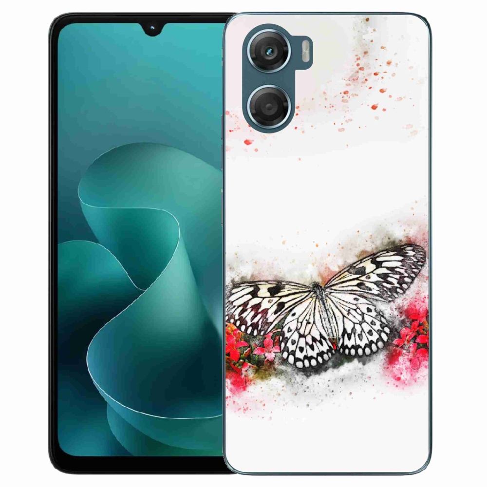 Gelový kryt mmCase na Motorola G06/G06 Power - černobílý motýl