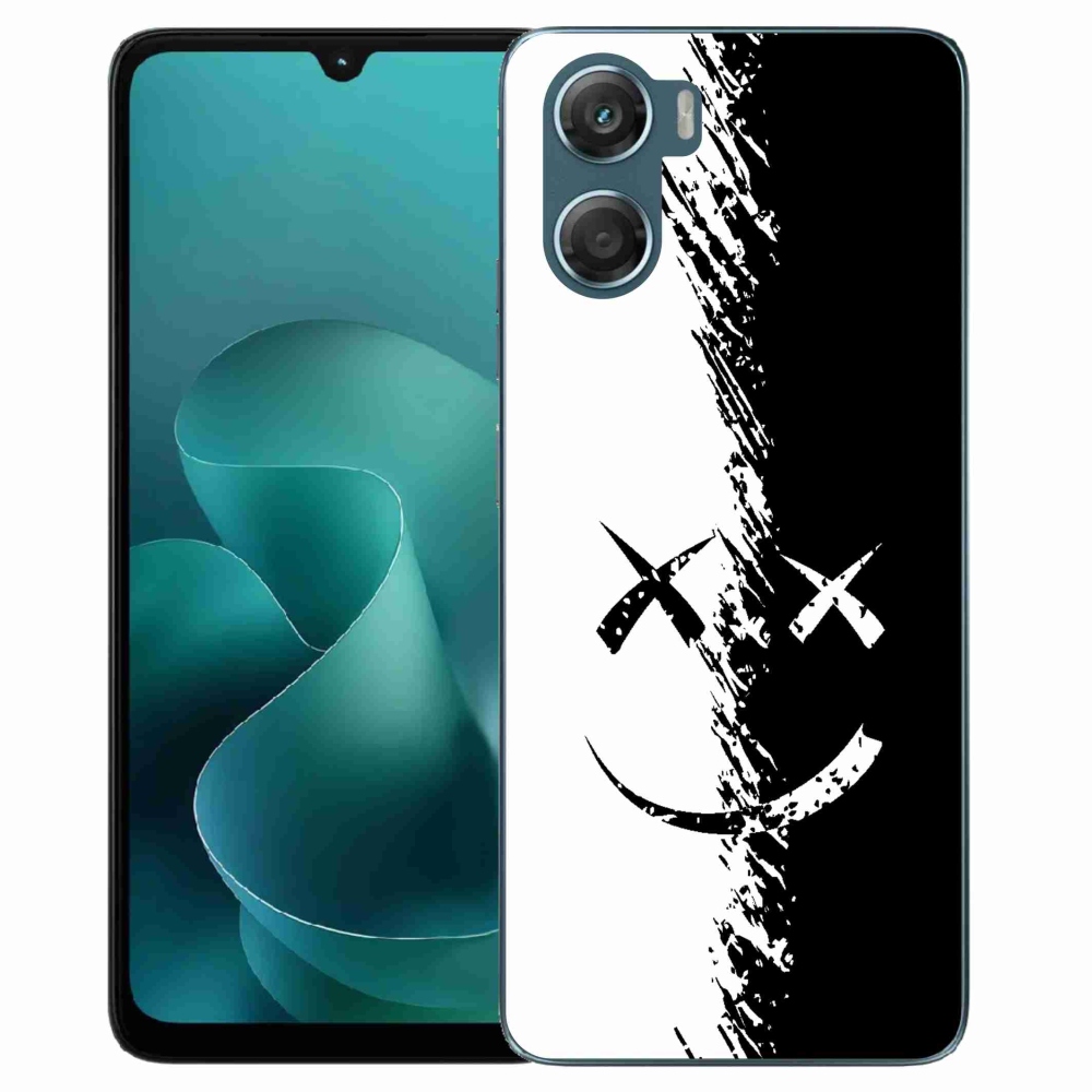 Gelový kryt mmCase na Motorola G06/G06 Power - černobílý smajlík