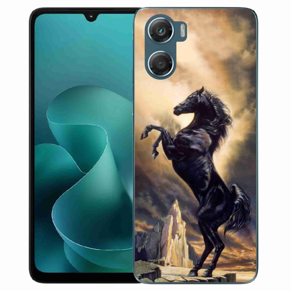 Gelový kryt mmCase na Motorola G06/G06 Power - černý kreslený kůň
