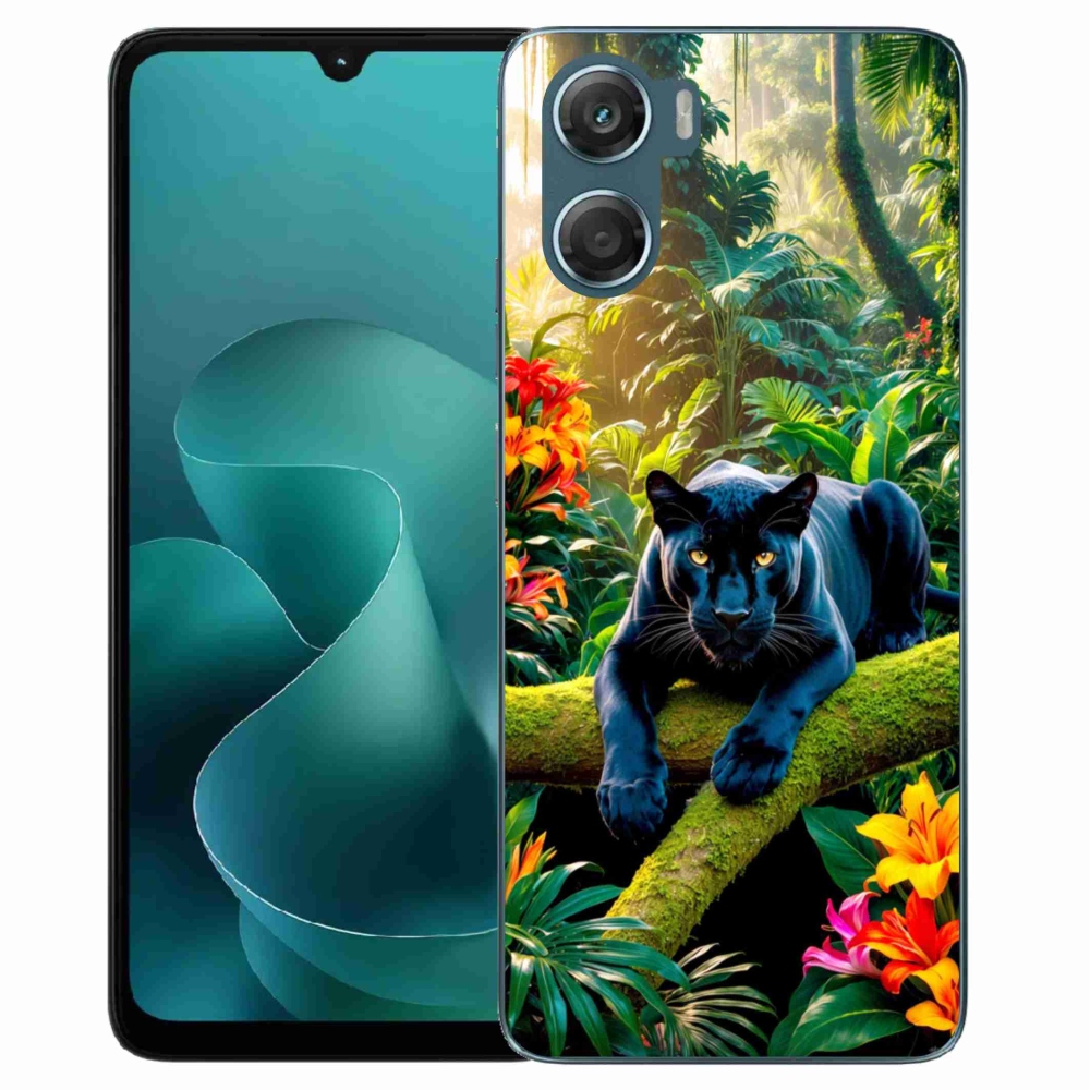 Gelový kryt mmCase na Motorola G06/G06 Power - černý panter v džungli