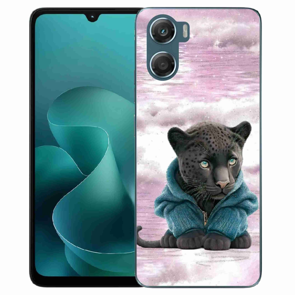 Gelový kryt mmCase na Motorola G06/G06 Power - černý panter ve svetru