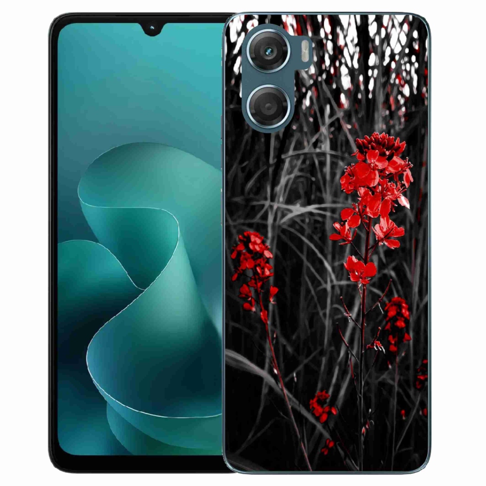 Gelový kryt mmCase na Motorola G06/G06 Power - červená rostlina
