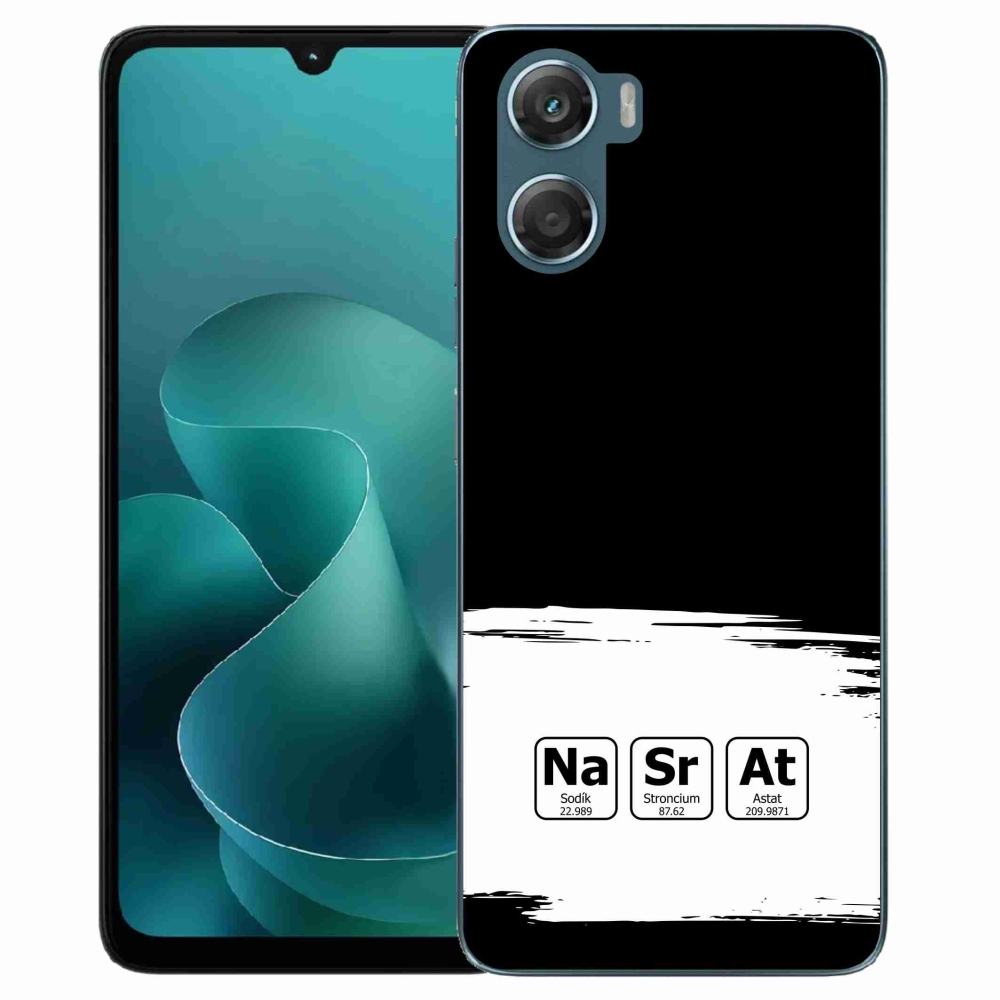 Gelový kryt mmCase na Motorola G06/G06 Power - chemické prvky bíločerné pozadí