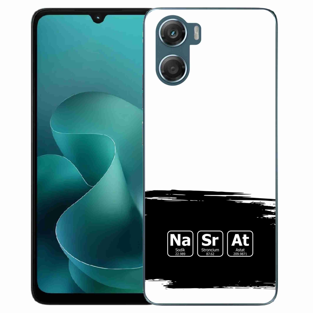 Gelový kryt mmCase na Motorola G06/G06 Power - chemické prvky černobílé pozadí