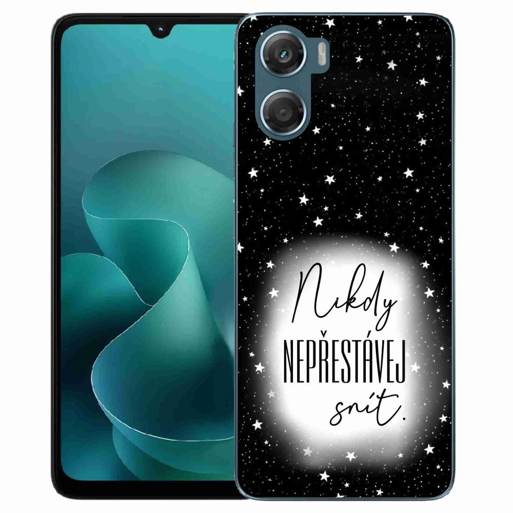 Gelový kryt mmCase na Motorola G06/G06 Power - citát 1 bíločerné pozadí