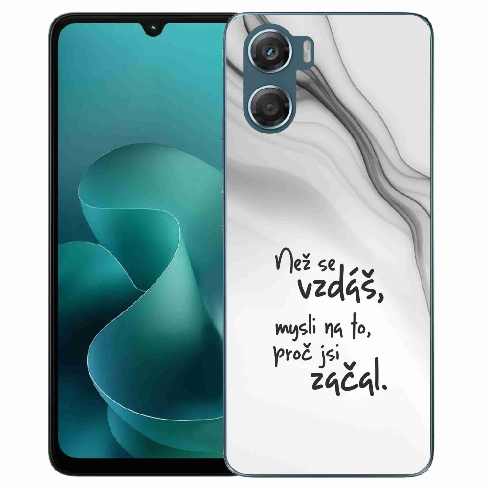 Gelový kryt mmCase na Motorola G06/G06 Power - citát 2 bílé pozadí