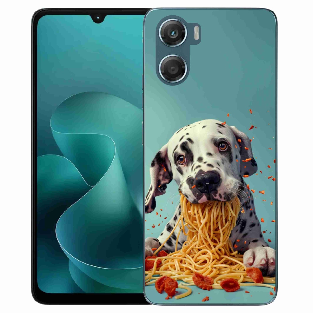Gelový kryt mmCase na Motorola G06/G06 Power - dalmatin a špagety