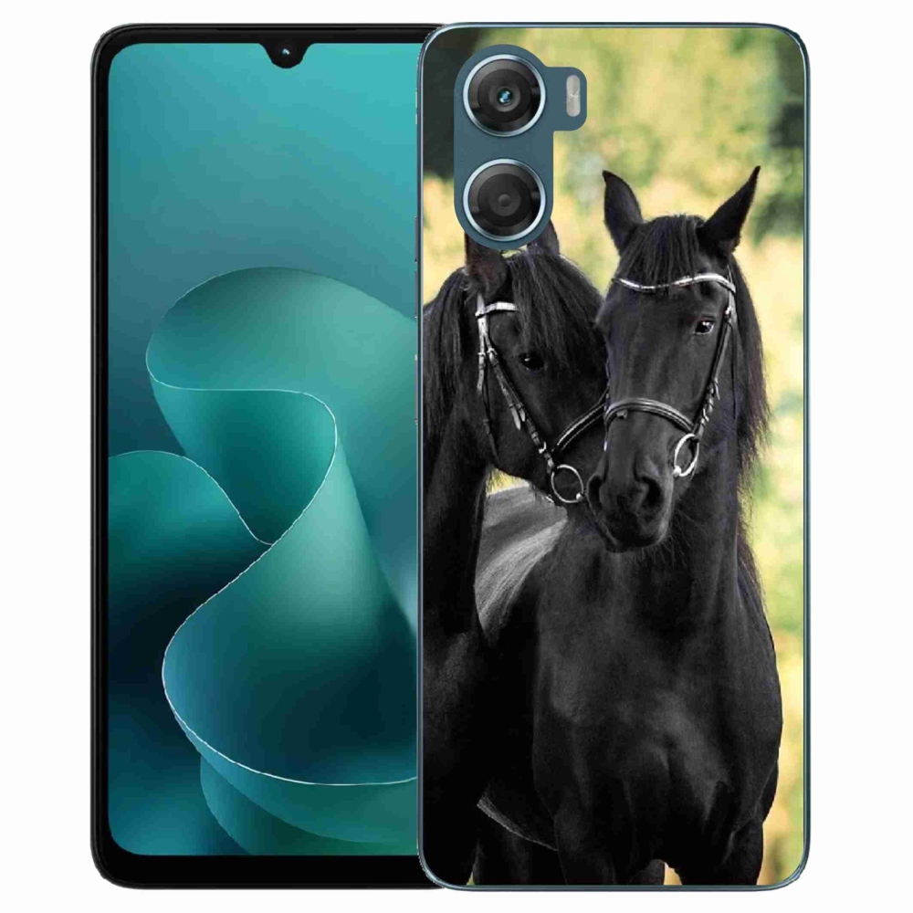 Gelový kryt mmCase na Motorola G06/G06 Power - dva černí koně
