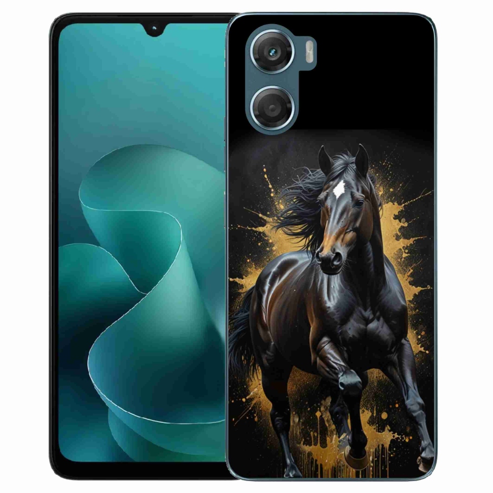 Gelový kryt mmCase na Motorola G06/G06 Power - elegantní černý hřebec