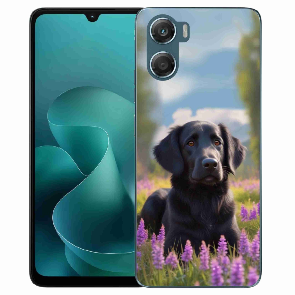 Gelový kryt mmCase na Motorola G06/G06 Power - elegantní černý retrívr
