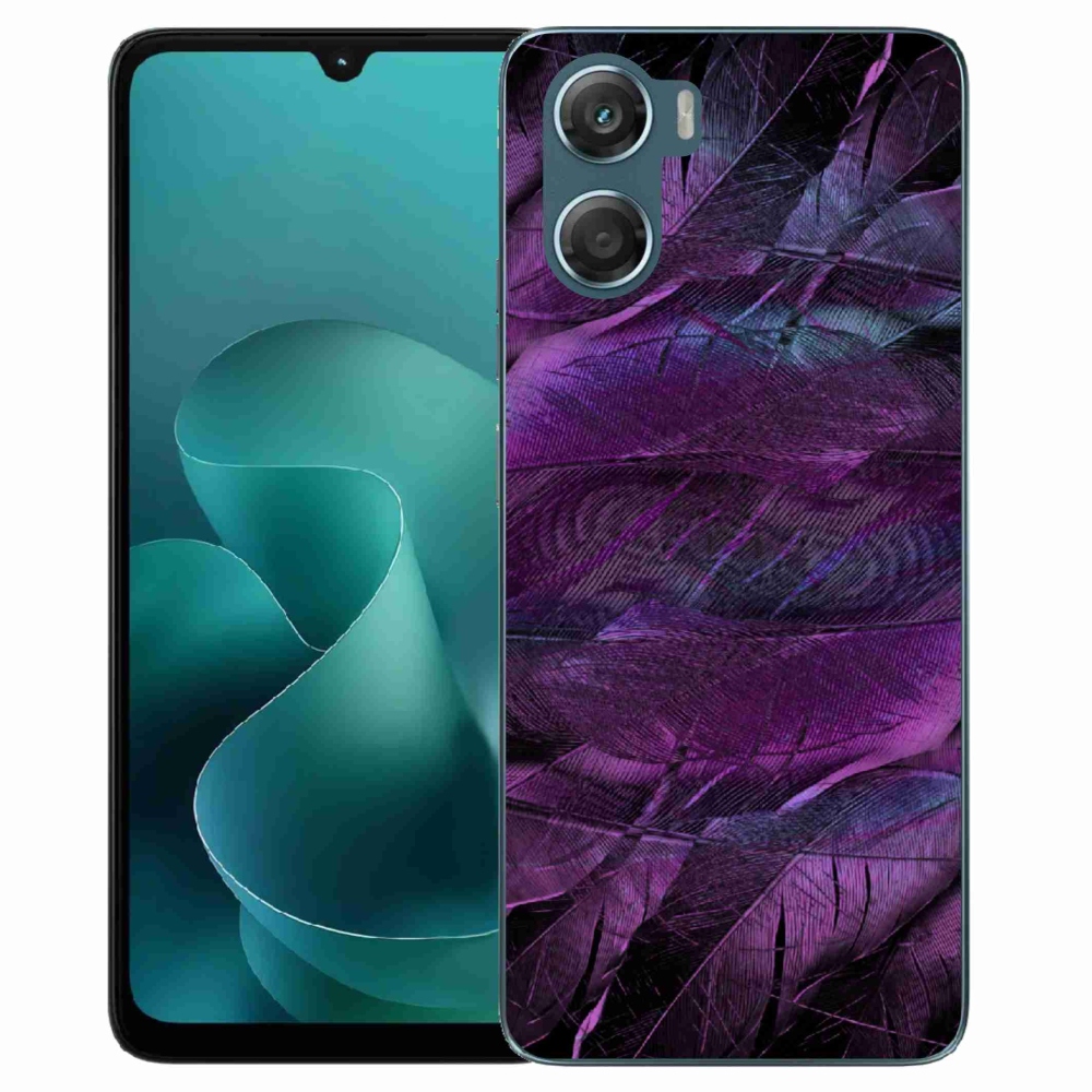 Gelový kryt mmCase na Motorola G06/G06 Power - fialová pírka