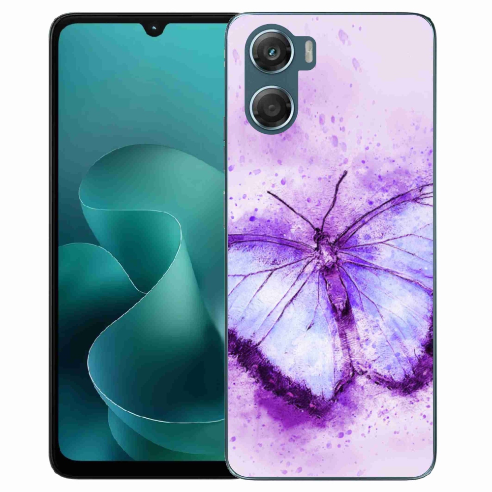 Gelový kryt mmCase na Motorola G06/G06 Power - fialový motýl