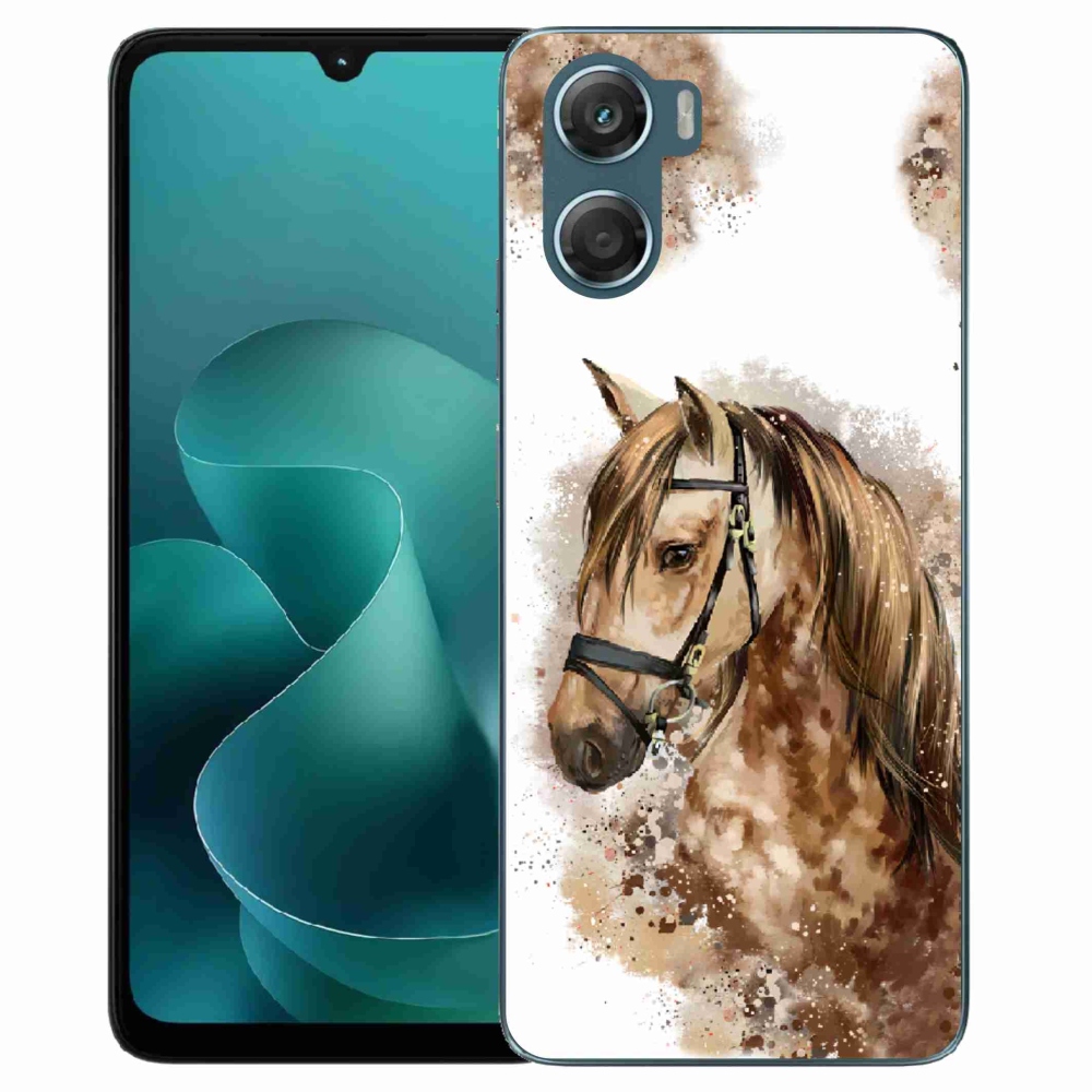 Gelový kryt mmCase na Motorola G06/G06 Power - hnědý kreslený kůň