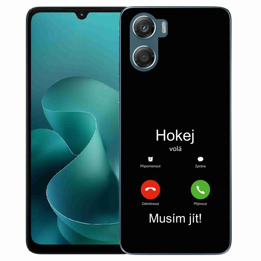Gelový kryt mmCase na Motorola G06/G06 Power - hokej volá černé pozadí