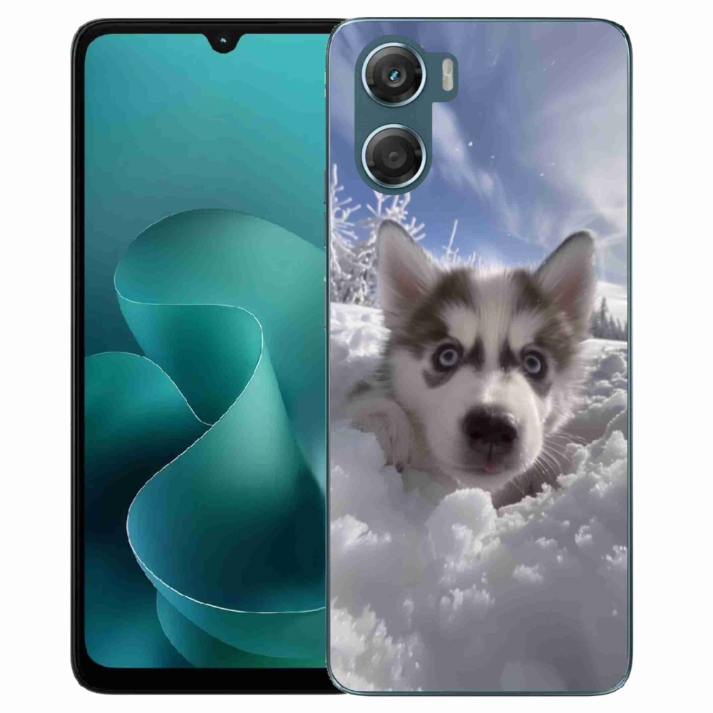 Gelový kryt mmCase na Motorola G06/G06 Power - husky ve sněhu