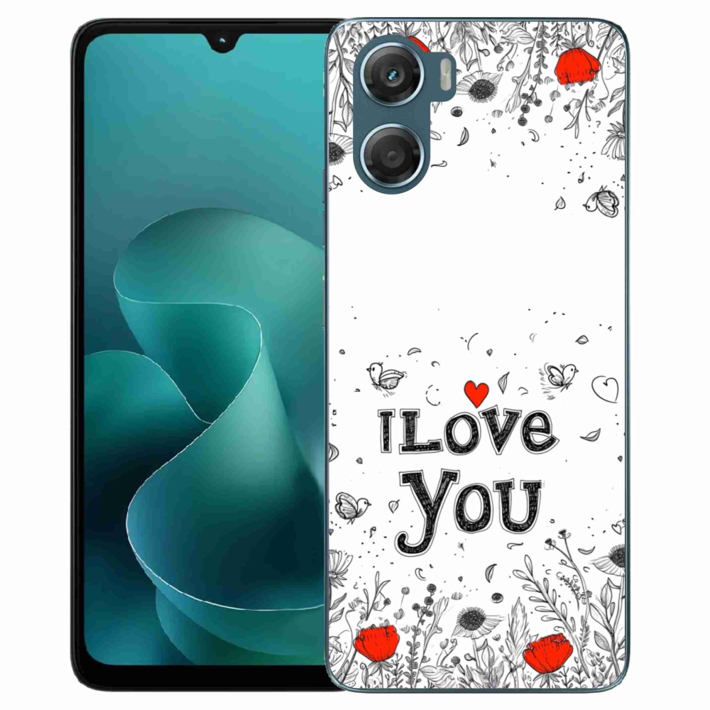 Gelový kryt mmCase na Motorola G06/G06 Power - I love you bílé pozadí
