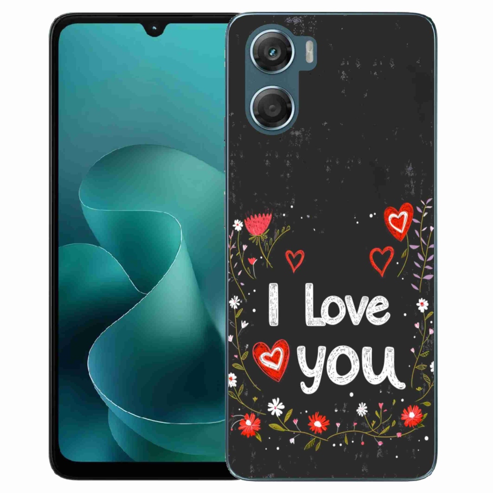 Gelový kryt mmCase na Motorola G06/G06 Power - I love you černé pozadí