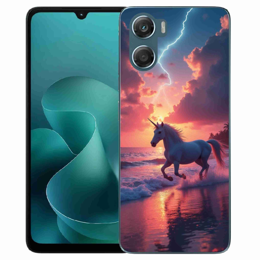 Gelový kryt mmCase na Motorola G06/G06 Power - jednorožec na pláži