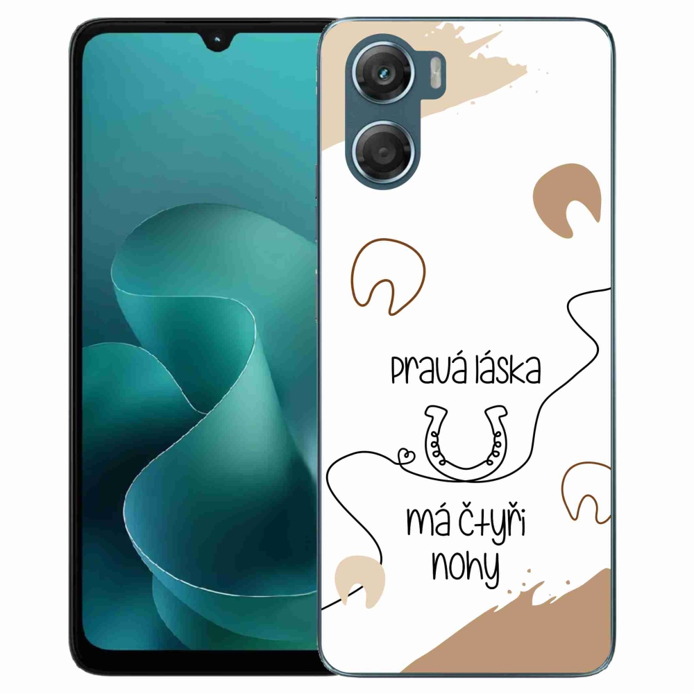 Gelový kryt mmCase na Motorola G06/G06 Power - koňský motiv bílé pozadí