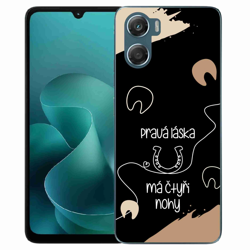 Gelový kryt mmCase na Motorola G06/G06 Power - koňský motiv černé pozadí