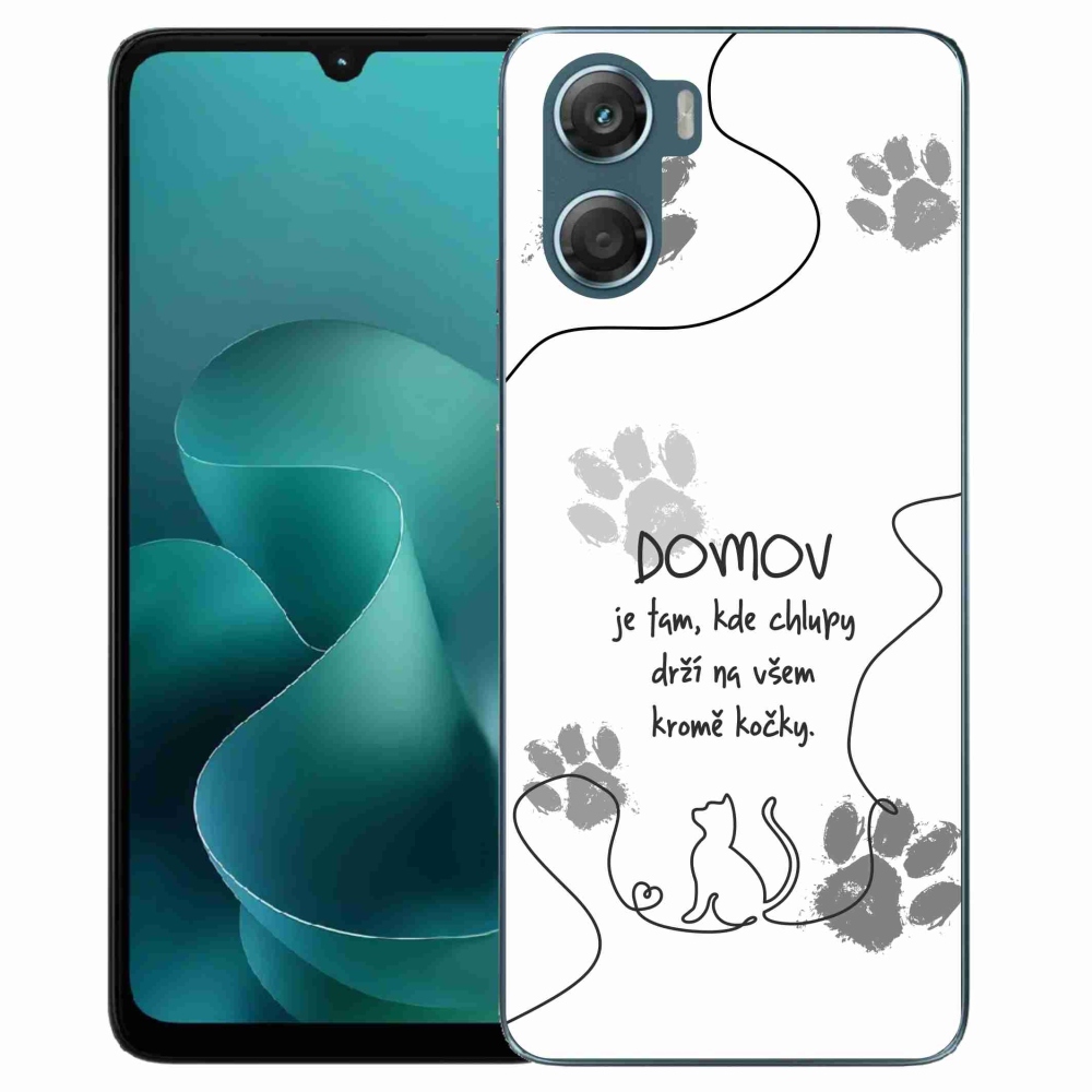 Gelový kryt mmCase na Motorola G06/G06 Power - kočičí motiv bílé pozadí