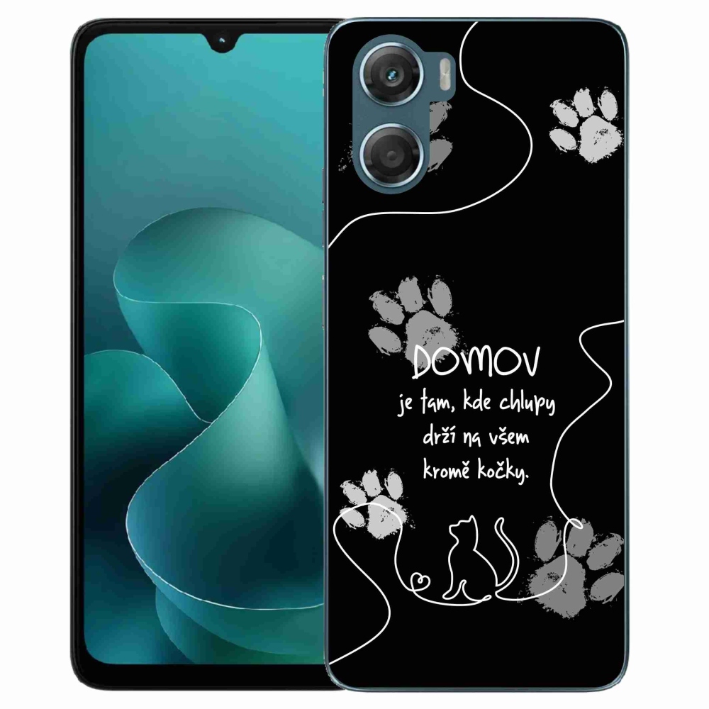 Gelový kryt mmCase na Motorola G06/G06 Power - kočičí motiv černé pozadí