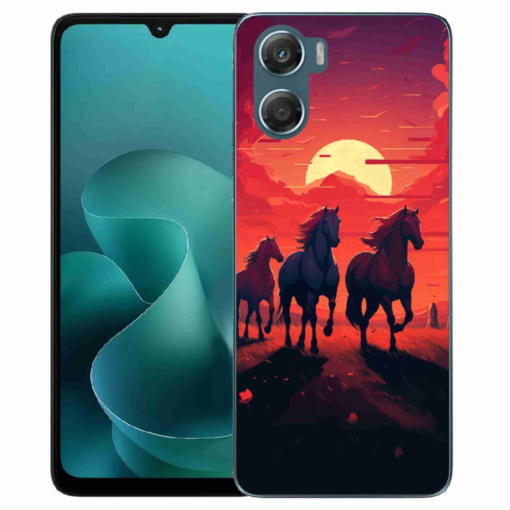 Gelový kryt mmCase na Motorola G06/G06 Power - koně a západ slunce