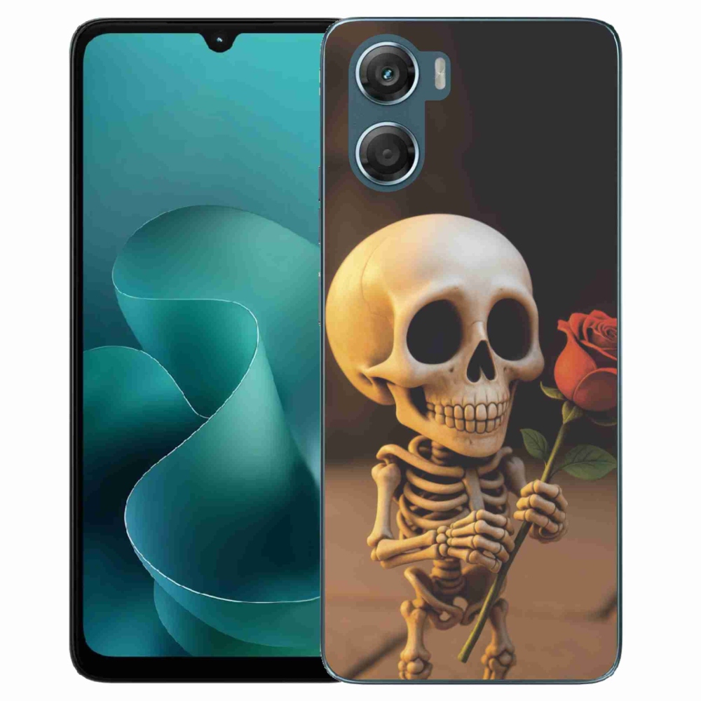 Gelový kryt mmCase na Motorola G06/G06 Power - kostlivec s růží