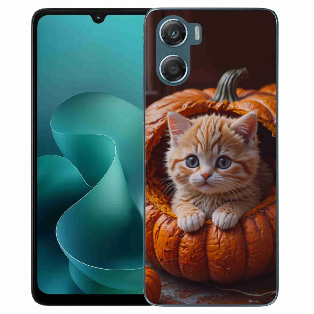 Gelový kryt mmCase na Motorola G06/G06 Power - kotě a dýně 2