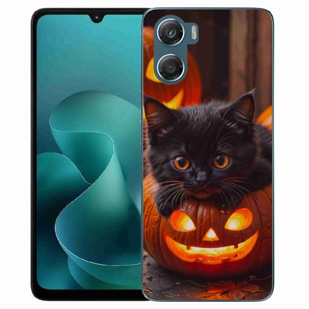 Gelový kryt mmCase na Motorola G06/G06 Power - kotě a dýně
