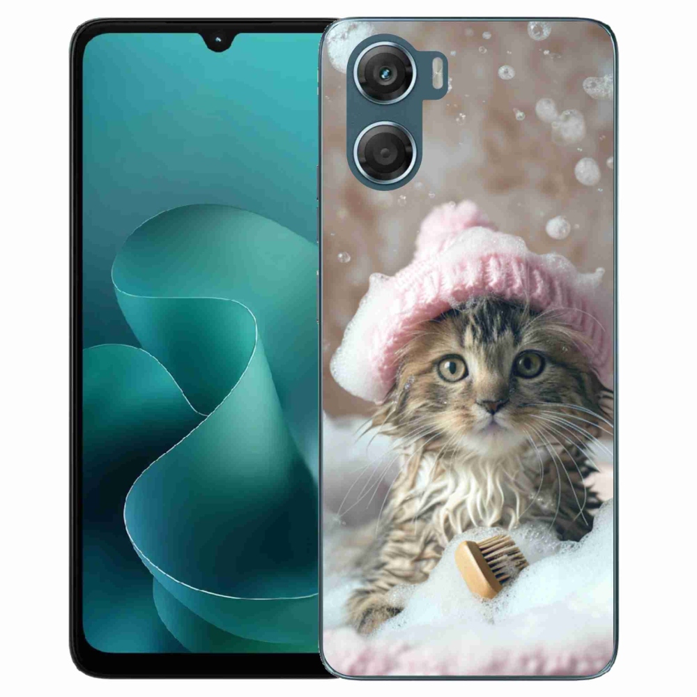 Gelový kryt mmCase na Motorola G06/G06 Power - kotě a koupel