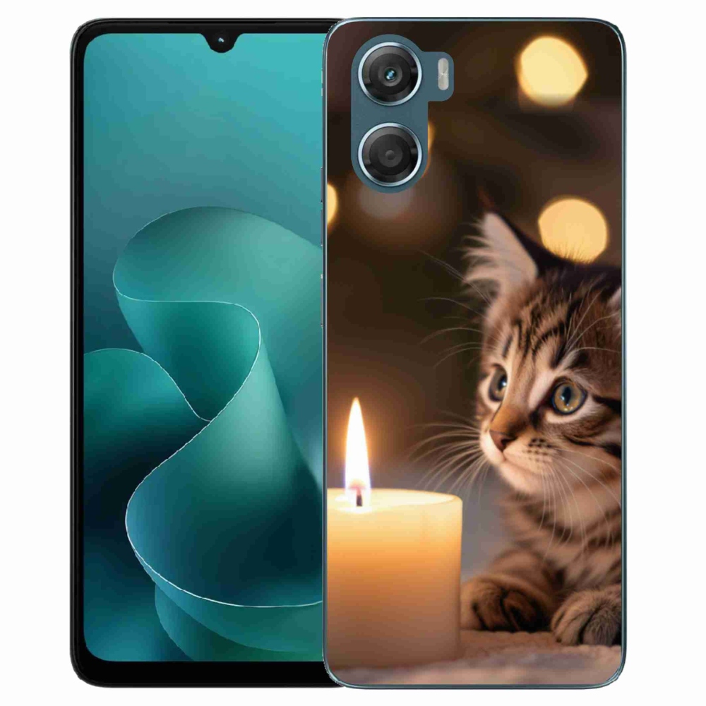 Gelový kryt mmCase na Motorola G06/G06 Power - kotě a svíčka