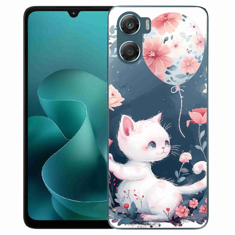Gelový kryt mmCase na Motorola G06/G06 Power - kotě s balónkem