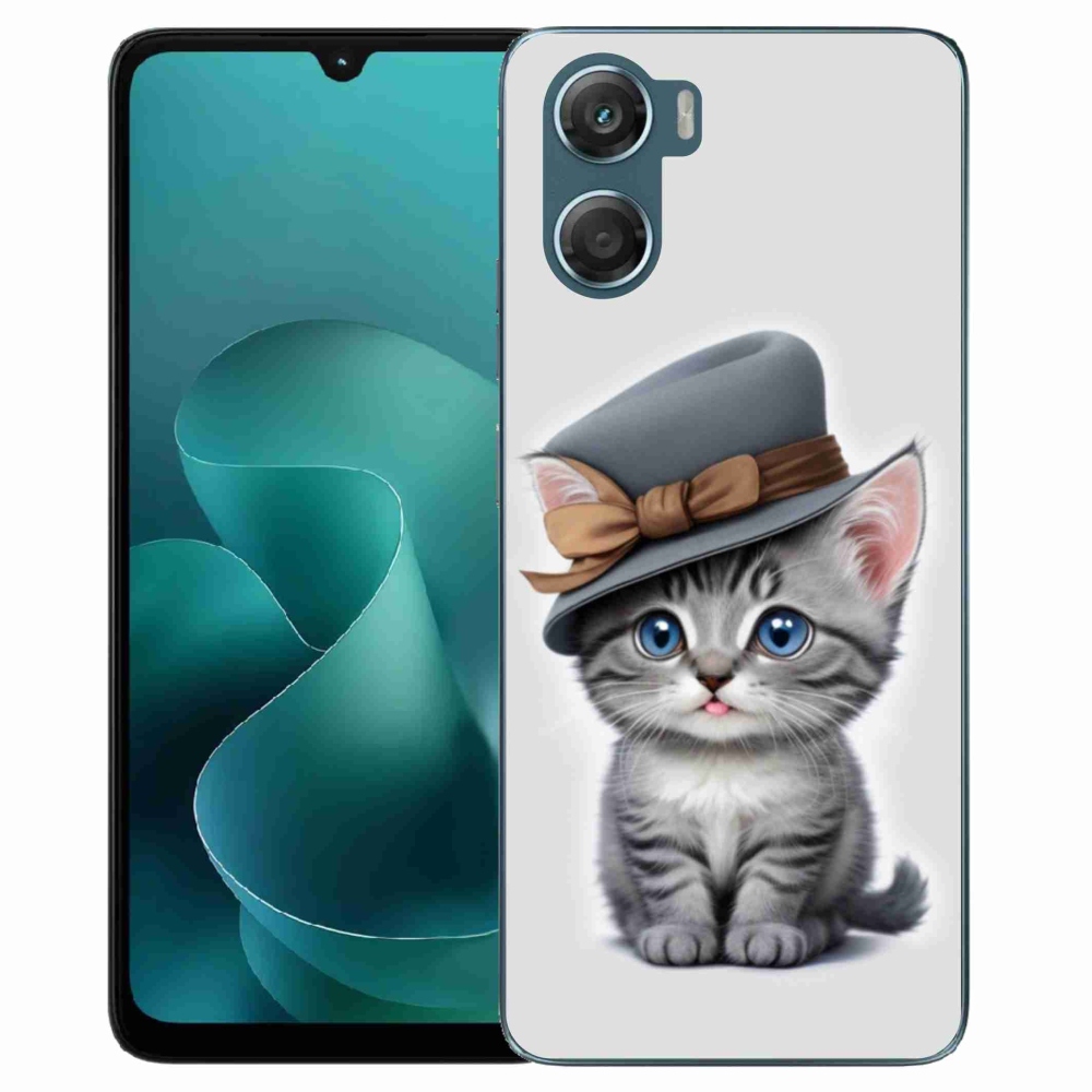 Gelový kryt mmCase na Motorola G06/G06 Power - kotě s kloboukem
