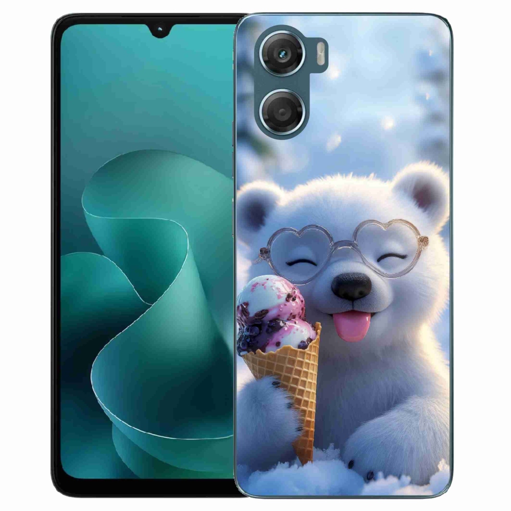 Gelový kryt mmCase na Motorola G06/G06 Power - medvídek se zmrzlinou