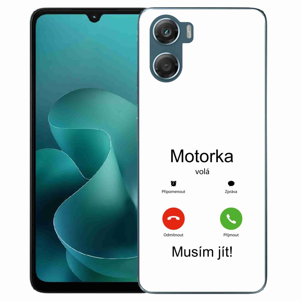 Gelový kryt mmCase na Motorola G06/G06 Power - motorka volá bílé pozadí