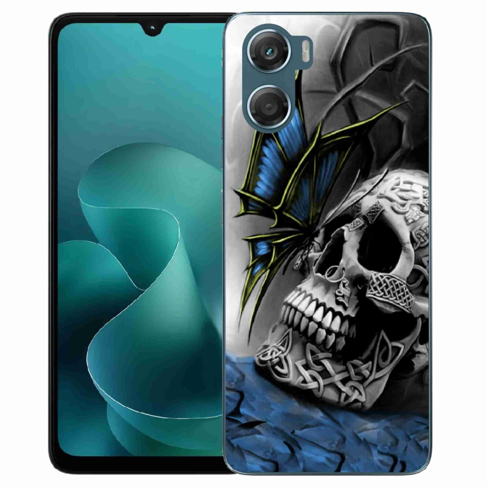 Gelový kryt mmCase na Motorola G06/G06 Power - motýl a lebka