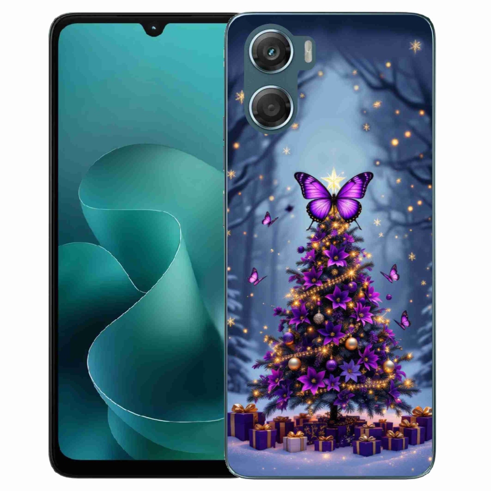 Gelový kryt mmCase na Motorola G06/G06 Power - motýlí vánoční stromek
