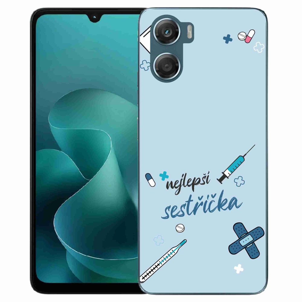 Gelový kryt mmCase na Motorola G06/G06 Power - nejlepší sestřička modré pozadí
