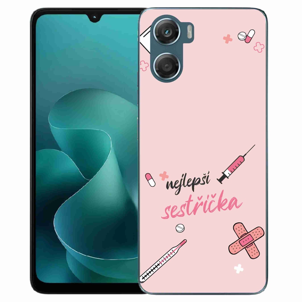 Gelový kryt mmCase na Motorola G06/G06 Power - nejlepší sestřička růžové pozadí