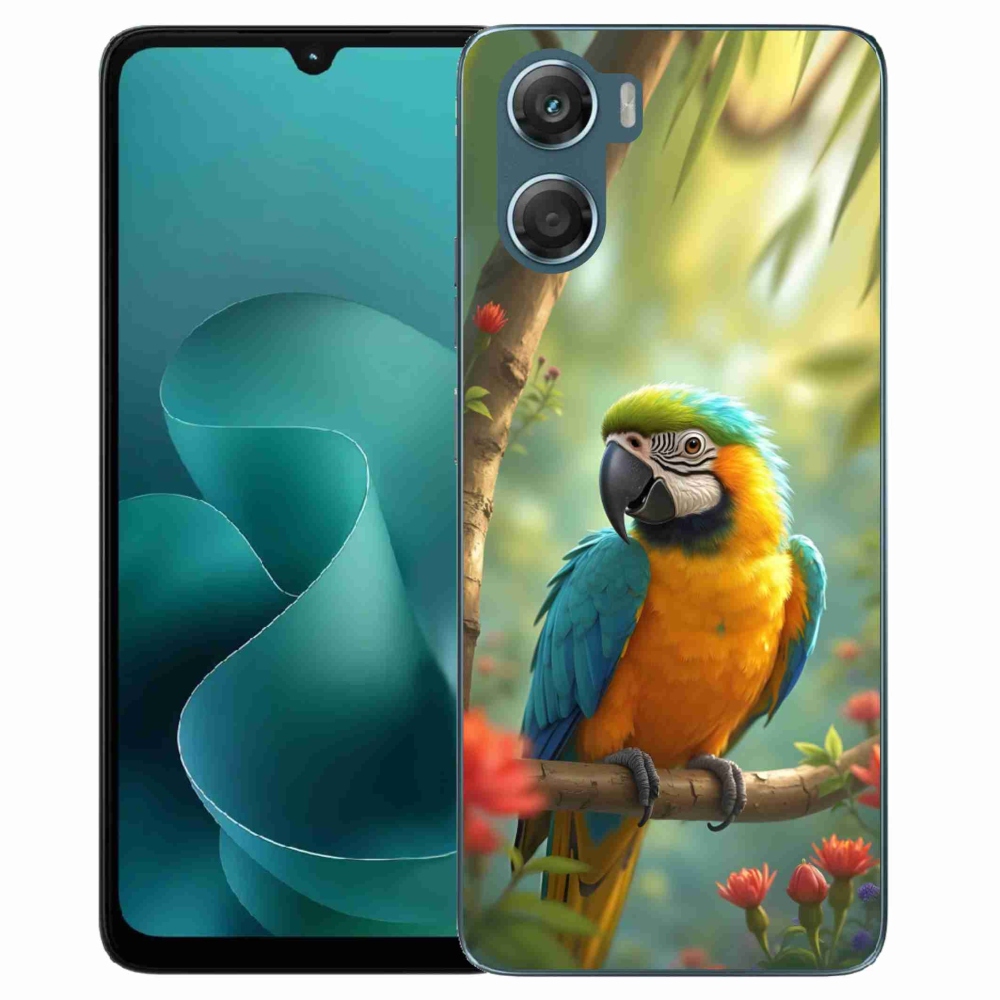 Gelový kryt mmCase na Motorola G06/G06 Power - papoušek ara modrožlutá