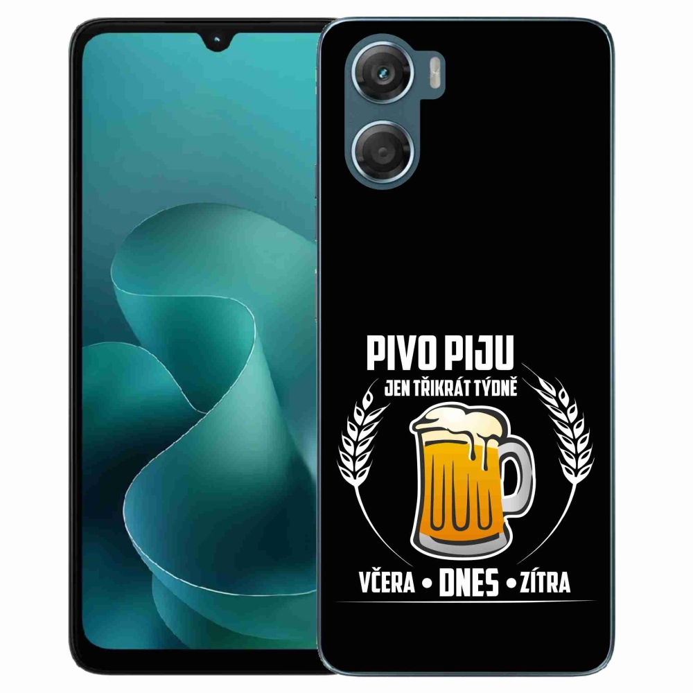 Gelový kryt mmCase na Motorola G06/G06 Power - pivní motiv černé pozadí