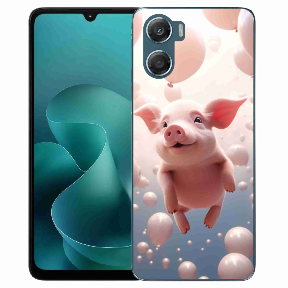 Gelový kryt mmCase na Motorola G06/G06 Power - prasátko s balónky