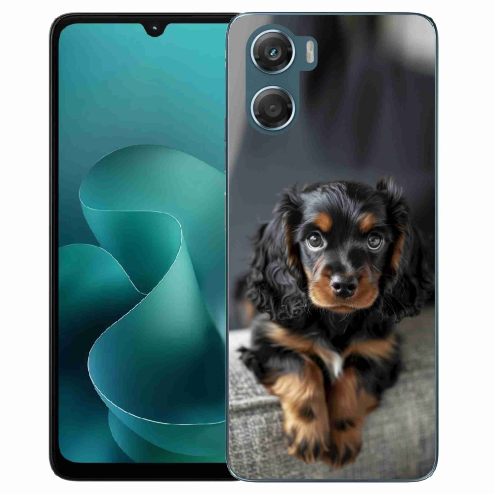 Gelový kryt mmCase na Motorola G06/G06 Power - roztomilý dlouhosrstý jezevčík